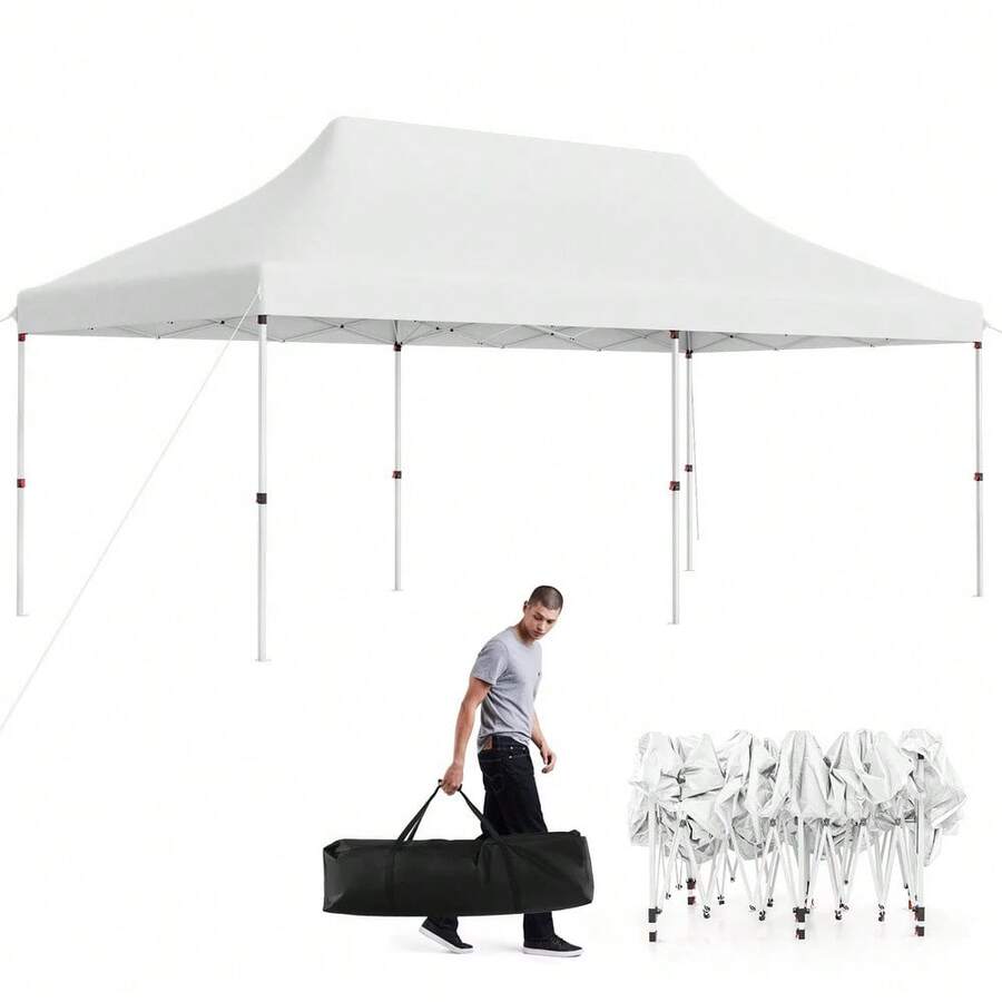 10 X 20 Feet Pop-Up Canopy Tent Folding Instant Awning With 3 Adjustable Heights - - 1 - View 1