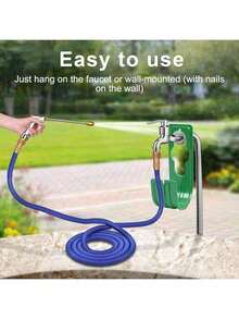 3X 伸缩重型橡胶花园软管，带高压水枪 - 3/4 英寸四季户外软管，适用于洗车、草坪护理和庭院工作，包括欧洲螺纹适配器 - 彩色 - 查看 5