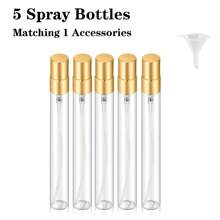 FIGHTYU 5 Stücke/20 Stücke 5ml/10ml Mini Klarglas nachfüllbare Zerstäuberflasche, Reiseparfümflasche, feuchtigkeitsspendende leere Flasche für Party, Make-up-Tools (glänzend gold) (kommt mit 4 Zubehörteilen), für Schönheit, ätherische Öle, Pflanzen, Haushalt und täglichen Gebrauch, Reiseaccessoires, mit feiner Textur, geringer Allergenität, ideal für Geschäftsreisende und beschäftigte Berufstätige (glänzend gold)
