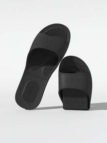 Unisex Spring To Summer Soft Bottom Comfortable Indoor Slippers, Suitable For Bedroom, Living Room, Wooden Floor, Home, Bathroom, Foldable Travel Lightweight Quick-Drying Slippers - Black - View 6