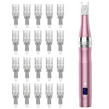Microneedling Roller Pen  With 20 Pcs Round Nano Replacement  Microneedle Derma Roller Pen Dermabrasion Roller 0.25mm, Microneedle Roller 0.25mm For Women Men Home Use - 粉色 - 查看 1