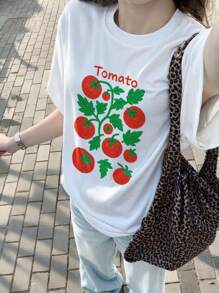 Made In Japan, Spring/Summer Cotton, Round Neck, Loose Fit, Versatile, Simple, English Print Short-Sleeve T-Shirt