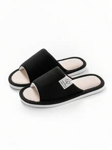 Men's Casual Indoor Slippers - Comfortable, Non-Slip, Breathable Open Toe For Spring/Summer, Couples - Black - View 3