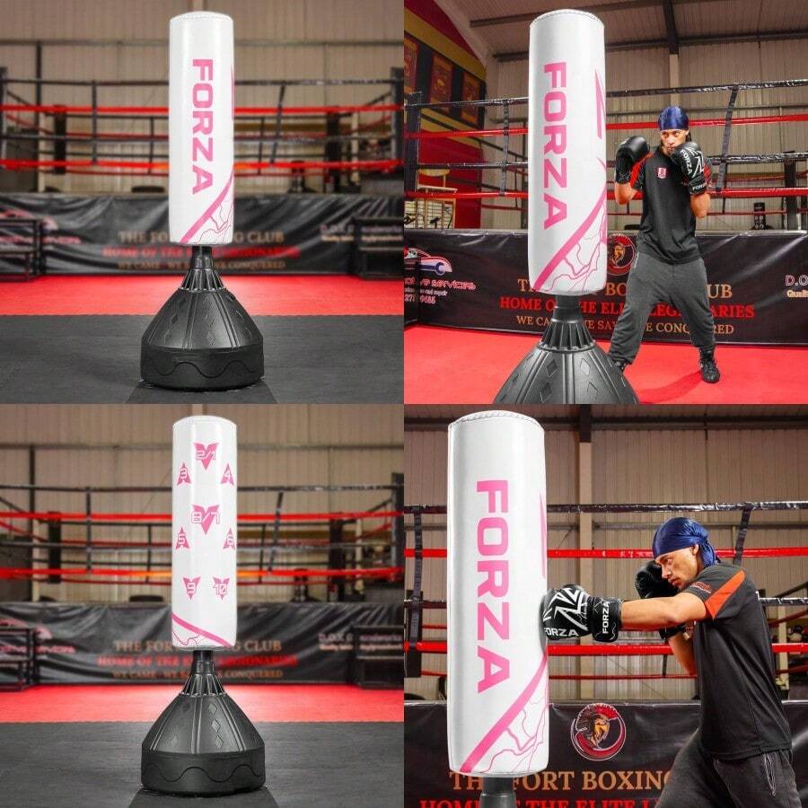 6ft Freestanding Punch Bag Durable Microfibre Leather With Numbered Targets For Boxing Kickboxing MMA Training - Pink&White - View 1