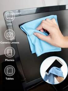 3/5 Stücke Mikrofaser Reinigungstücher - ohne chemische Zusätze, ohne Fusseln, ohne Kratzer, super weicher Wischtuch geeignet für Glas, verschiedene Oberflächen, Fenster, Spiegel, Autos, elektronische Geräte und Kameraobjektive - zum Reinigen von Elektronikprodukten | Chemiefreie Mikrofaser Reinigungstücher | Gestapelte Anzeige - Blau - Übersicht 5
