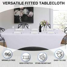 6 Pack Spandex Table Covers 6 Feet, Stretch/Fitted Table Covers For 6 Feet Folding Table, Rectangular Spandex Table Cloths For Wedding Party Or Event (6FT-6PCS, White) - 白色 - 查看 6