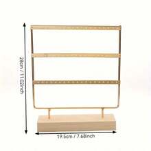 Iron & Wood Jewelry Display Stand For Earrings, Ear Studs, Necklaces, Rings, Pendants For Women Storage Organizer Travel Essentials Back To School Dormitory Storage Fall Decor - Multicolor - View 13