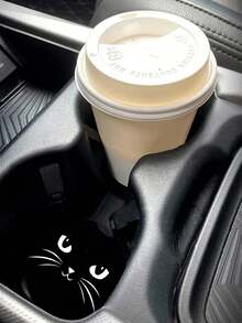 猫咪杯垫 汽车杯架杯垫，手指凹槽，方便取下，汽车内饰配件杯垫，杯垫垫子 汽车杯垫 - 黑與白 - 查看 4