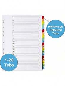 [10 Pack] Binder Dividers With Tabs A4| 1-20 Numbered Tab Dividers For 3 Ring Binder| Durable 3 Ring Binder Dividers With Tabs For Office, School & Home - 10 - View 4