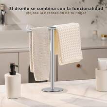 BTOOTB Soporte para Toallas de Mano, Toallero Vertical en Forma de, Toallero Negro Mate de Acero Inoxidable, Adecuado para Encimeras de Baño, Cocina y Tocador, Estilo Minimalista (Plata) - pago - Ver 2