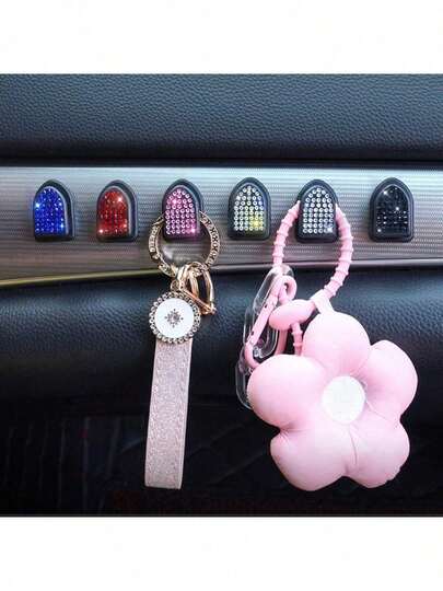 车载隐形小挂钩，镶嵌钻石，迷你白钻汽车挂钩