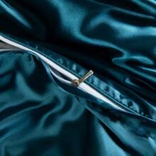 3 件套缎面羽绒被套，现代矩形时尚简约奢华双人床被套，多种尺寸可选，适合四季卧室使用 - 巴黎藍 - 查看 9