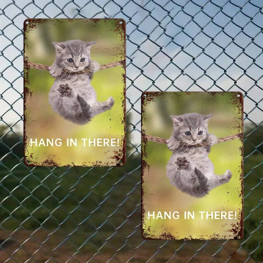 Tinplate Painting 2pcs Posters For Wall Motivational Cat Wall Art Inspirational Posters Print Canvas Home Living Room Bedroom Decor - Aluminum - View 1