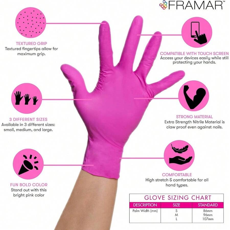 Pink Gloves Disposable Latex Free – Pink Nitrile Gloves Medium, Latex Free Glove Medium, Guantes De Nitrilo, For Hair Dye, Salon, Cleaning, Tattoo, Food Prep, Powder Free – 100 Pack - Medium 100 Count (Pack of 1) - View 1