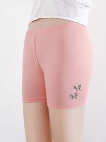 4 Pcs Kids Butterfly Rhinestone Pattern Milk Silk Material Versatile Shorts