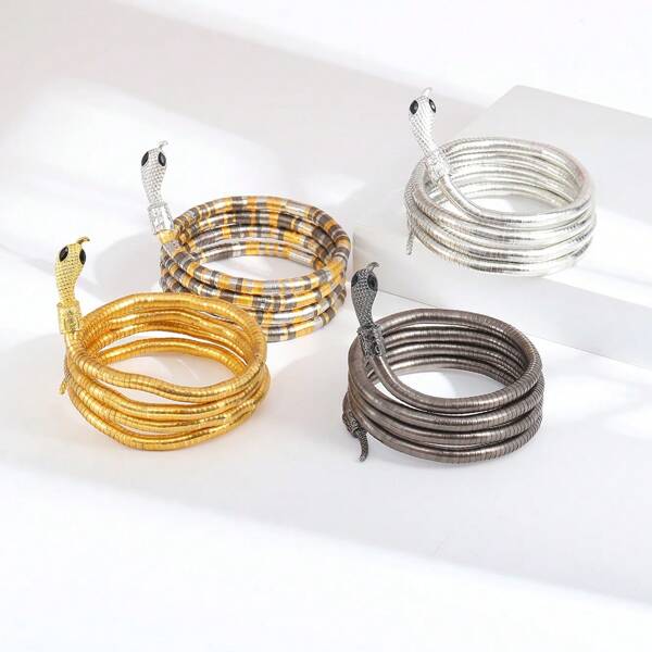 1pc Unique Coil Snake Niche Design Dark Style Choker Necklace, Unisex Accessory