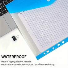 12pcs/6pcs A4 Large Capacity Loose Leaf File Folders, With 11-Hole Rings, Modern PP Material, Expandable Snap Button And Label Pockets, Suitable For School, Home, Office, Attendance, Travel - Portable Design, Back To School, School Supplies