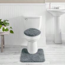 Basic Polyester 19" X 22" Toilet Lid Cover, Grey