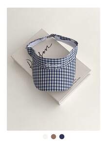 1pc Vintage Plaid Letter Embroidered Hollow-Top Cap, Women Summer Travel Sun Hats, Outdoor Sports Golf Cap, Casual Grid Design UV Protection Golf Outfit - Empty Top - View 15