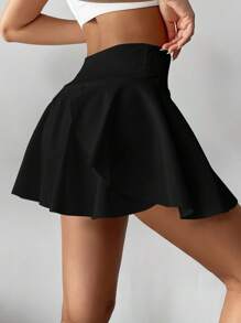 High Waist White Tennis Skirt Pants 2 In 1 Anti-Flashing Golf Badminton Fitness Skirt, Summer Sports Skirt With Pockets For Yoga, Outdoor Running Exercise, New Women Skirt Pants