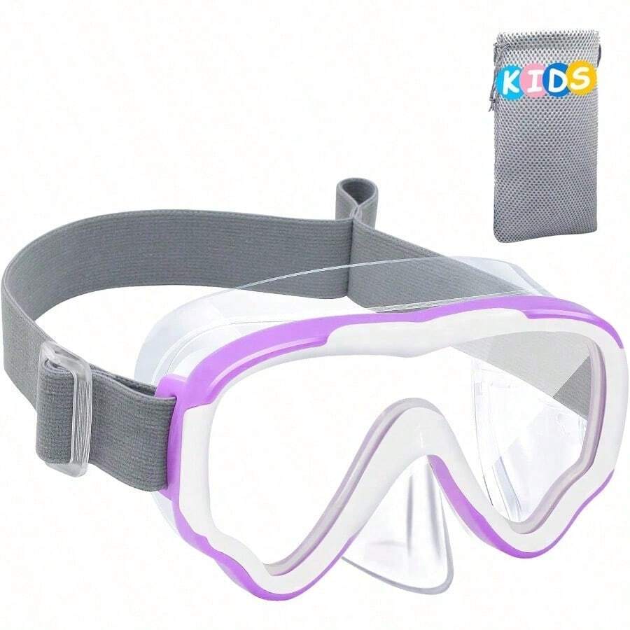 Vvinca Kids-Goggles With Nose Cover, Diving Mask Elastic Fabric Strap Anti Fog Anti Shattered Lens For Kids Swim Goggles 3-14 - 01 Purple - View 1