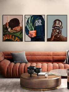 1/3 Panel Modern Black Art Canvas Oil Painting Poster, Retro Botanical Decor Oil Painting, Black Art Poster, Canvas Print Poster, Black Wall Art Poster, Bedroom Wall Art, Living Room Wall Decor, Dining Room Decor, Kitchen Decor, Study, Hallway, Dorm Decor, Ideal Gift For Friends, Wall Art, Wall Decor, Home Decor, Room Decor Canvas Painting, Poster, Frame Optional, Framed Wall Art - Multicolor - View 8