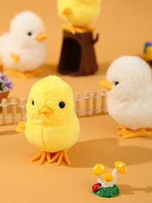 1/4件可愛發條跳跳雞毛絨玩具，趣味上鍊動物玩具，適合兒童、青少年與成人，派對遊戲、旅行玩具、派對小禮、禮物袋填充物、教室獎品、生日禮物 - 彩色 - 查看 8