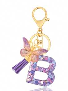 1pc Purple Keychain, Christmas Keychain, Women's Style, Letter Keychain With Tassel, Can Be Hung On Keys, Wallet, Handbag, Backpack, Holiday Christmas Gift, Home Decor - Purple - View 8