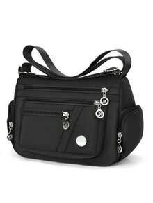 Women's Bag New Middle-Aged Women's Bag Nylon Canvas Bag Shoulder Crossbody Bag Casual Versatile - Black - View 2