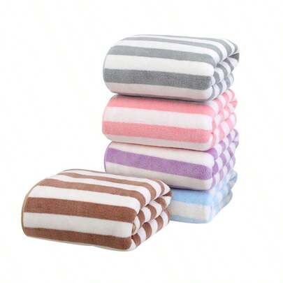 Set 5 Toallas De Baño Algodón Absorbente A Rayas Colores Lisos 70 x 140 Gruesas Sin Pelusa Para Secado Óptimo De Cabello Rostro Cuerpo Perfecto Para Hogar Unisex Interiores Exteriorres Perfecto Para Regalar Intercambiar Y Mas W3511 TOALLA 5PCS