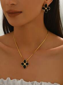 1 Set Romantic Style Colorful Accented Stainless Steel Jewelry Set, Suitable For Ladies To Wear On Engagement Or Date