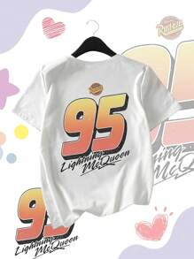 Disney Summer Lady Cartoon Pattern. Printed Casual Ladies T-Shirt, Spring And Summer Fashion Ladies Tops, Summer Tops, Ladies Summer Clothing, Summer Clothing, Graphic T-Shirt Women, Top Women