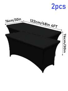 1/2pcs Black High Stretch Tablecloth + 6pcs Chair Cover Set, 4FT/6FT/8FT Polyester & Spandex Material Tablecloth, All-Season Tablecloth Covers, Full-Cover Chair Covers, PU Leather Chair Covers With Tie-Back, Suitable For Home, Indoor, Outdoor, Picnic And Camping, Fits All Holidays And Special Occasions