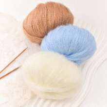 6个球，真丝马海毛纱线，细针织纱线，钩针镂空针织品，手工编织披肩开衫，手工纱线球。详情：4 6个球，马海毛纱线，细针织纱线，钩针镂空针织品，手工编织披肩开衫，手工纱线球