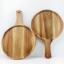 1件手工木制托盘，木制披萨板，圆形条纹披萨盘，红木材质，可作奶酪板、烧烤砧板、面包饼干盘，厨房用品，厨房礼品，情人节礼物，开斋节礼物，复活节礼物 - 黃色 - 查看 10