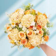 1PC/3PCS Artificial Rose, Hydrangea Flowers Silk Bouquets Fake Plants For Spring Wedding Vase For Home Dining Room Bedroom Decorations, Mother's Day Valentine's Day Festival Birthday Party Accessories, Outdoor Garden Decorations Autumn