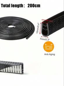 Bande d'étanchéité en caoutchouc pour voiture de 6 m - Conception de fente à 4 broches, adhérence renforcée, protecteur de bordure de porte et de serrure résistant aux intempéries, surface texturée noire pour la durabilité et la flexibilité, anti-collision, protège le cadre de la porte
