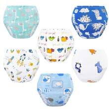3/6Pcs Reusable Potty Training Pants, Washable Toilet Training Underwear With Cute Animal & Motivational Patterns, 4 Layers Absorbent, Machine Washable, Reusable Toddler Pants | Playful Pattern Pants | Durable Toddler Underwear - Multicolor - View 1
