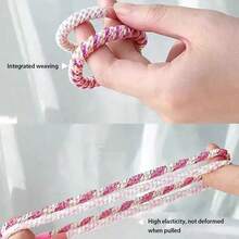 Conjunto de 15 elásticos de cabelo trançados de alta elasticidade, elásticos básicos para rabo de cavalo, elástico grosso, prendedores de rabo de cavalo esportivos, nova cor damasco, elásticos de cabelo de alta qualidade, acessórios para cabelo, faixa elástica. - Multicolorido - Ver 5