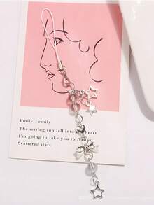 1件装女士Y2K风格可爱蝴蝶结钥匙扣吊坠，创意手机短链心形五角星装饰配件，可作包包装饰、汽车配件、包包挂饰、学院风哥特圣诞包包挂饰、汽车配件、教师朋友姐妹礼物创意 - 彩色 - 查看 2