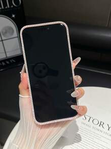 1 pieza Funda de teléfono con cobertura total y cristal con signo de paz y eslogan compatible con iPhone 15/15 Pro