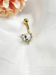 2025 Latest Copper Alloy 24K Gold Plated Realistic Heart Shape Belly Button Ring, Multi-Color Options, Will Not Fade, Suitable For Red Customer, Women's Daily Wear, Party, Wedding, Mother's Day, Can Be Used As Gift