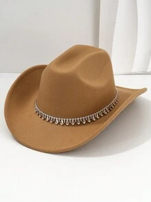 1顶西部宽檐牛仔帽，经典男女通用款式，适合户外派对、音乐节，是馈赠佳品（头围22.44英寸，适合偏瘦身材） - B - 查看 7