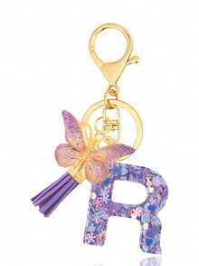 1pc Purple Keychain, Christmas Keychain, Women's Style, Letter Keychain With Tassel, Can Be Hung On Keys, Wallet, Handbag, Backpack, Holiday Christmas Gift, Home Decor - Purple - View 15