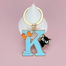 1 件 A-Z 创意动物字母钥匙扣，送给朋友的礼物，背包装饰，可爱的锌合金吊坠，四季汽车配件包饰学校卡通动物哥特 Y2k 包饰挂绳带身份证夹汽车配件包饰
