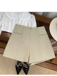 Liuhan Modas Shorts Women Tailoring Casual Versatile Front Pocket Zipper With Buttons Zipper - Beige - View 1