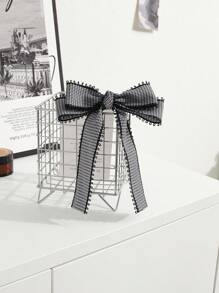 1pc Plaid Bow Decor Hairclip Accessory For Women, Suitable For Daily Use