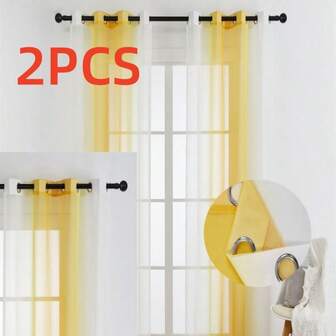 2pcs Ombre Sheer Curtains - Whether You Prefer A Transparent Or Semi-Transparent Look, Our Collection Can Meet Your Needs. The Sheer Curtains Allow Soft, Diffused Light To Filter Through, Creating A Breezy And Inviting Atmosphere. If You Desire More Privacy, Please Select Our Semi-Sheer Curtains To Strike The Perfect Balance Between Light And Privacy.