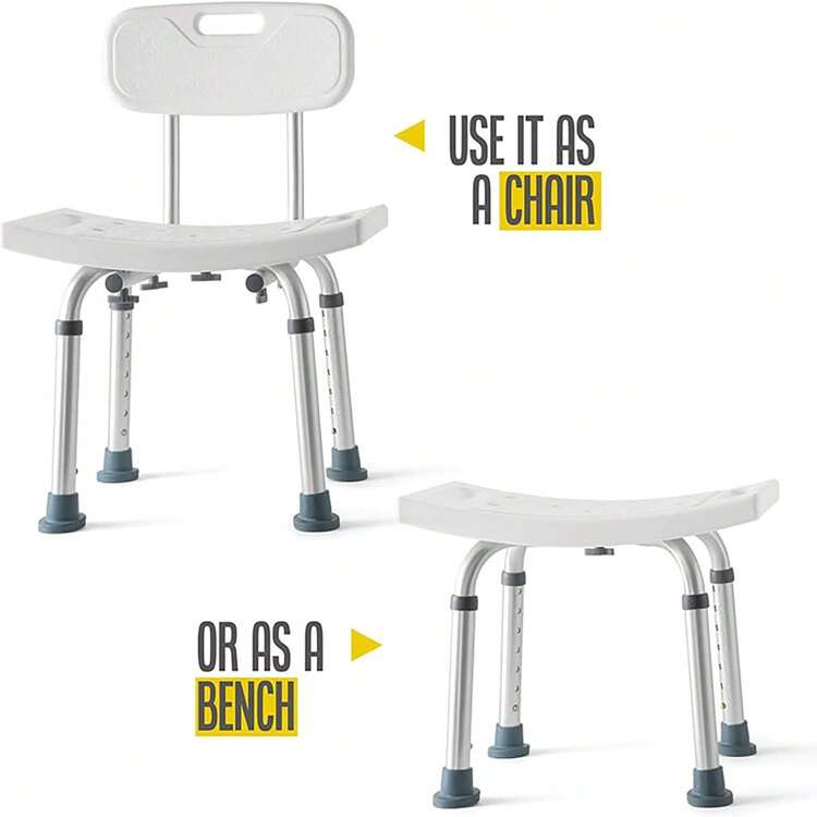 Seven Mine Silla para Baño Ducha con Respaldo [Altura Ajustable, Soporta 136 Kg]| Banco para Ducha Tina Regadera - 1 - Añade 7