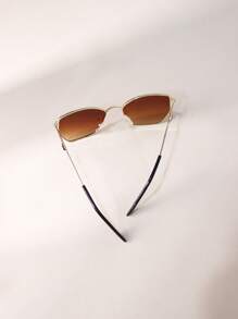 1 Pair Kids Metal Frame Square Fashion Glasses For Boys And Girls, Fashion Outdoor Sun Protection Photography Glasses
